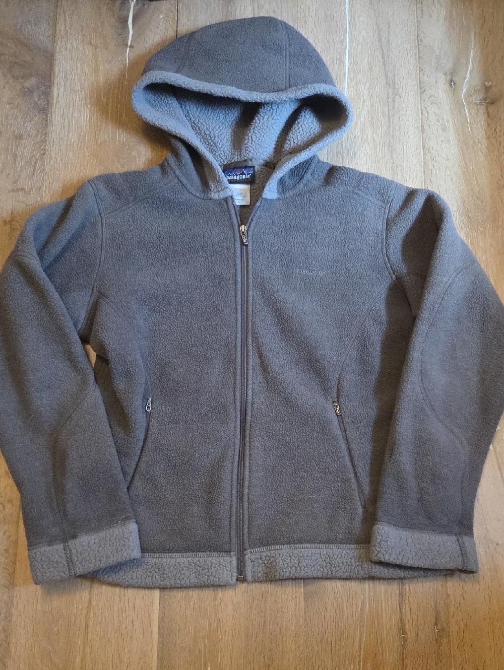 Patagonia Synchilla Arctic Hooded Fleece Jacket Zip Up Pockets Gray L
